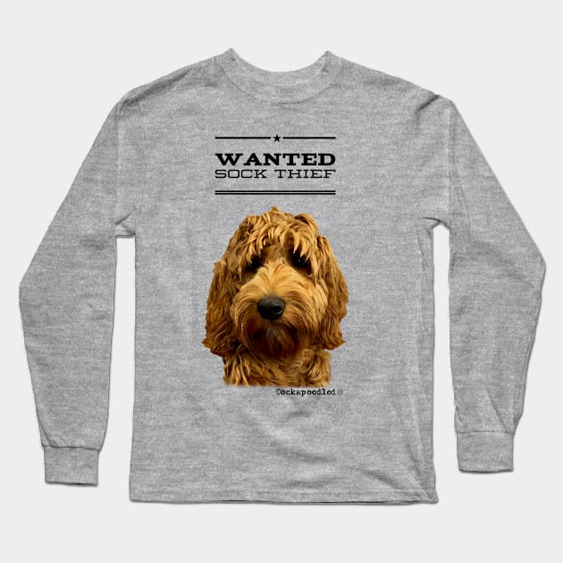 Cockapoo / Doodle Dog Sock Thief Long Sleeve T-Shirt by WoofnDoodle 